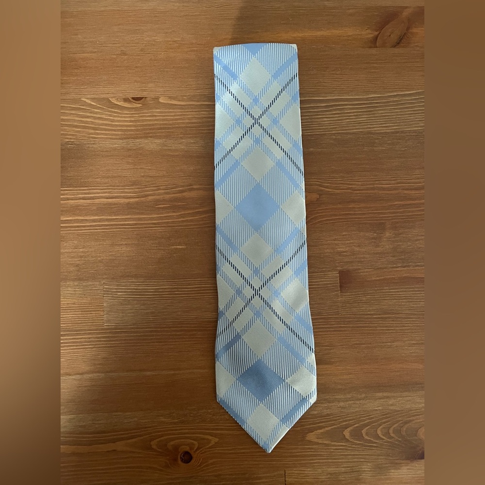 Satya Paul Blue and Cream Plaid Tie